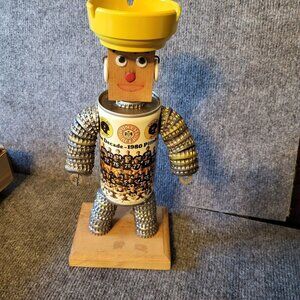 Vintage FUNNY RISQUE Folk Art Can Tin Bottle Cap Man Figure PITTSBURGH